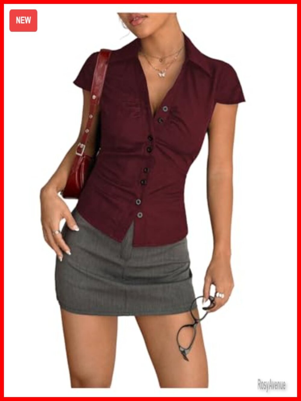 SweatyRocks Ruched Tie Back Button Down Blouse Short Sleeve